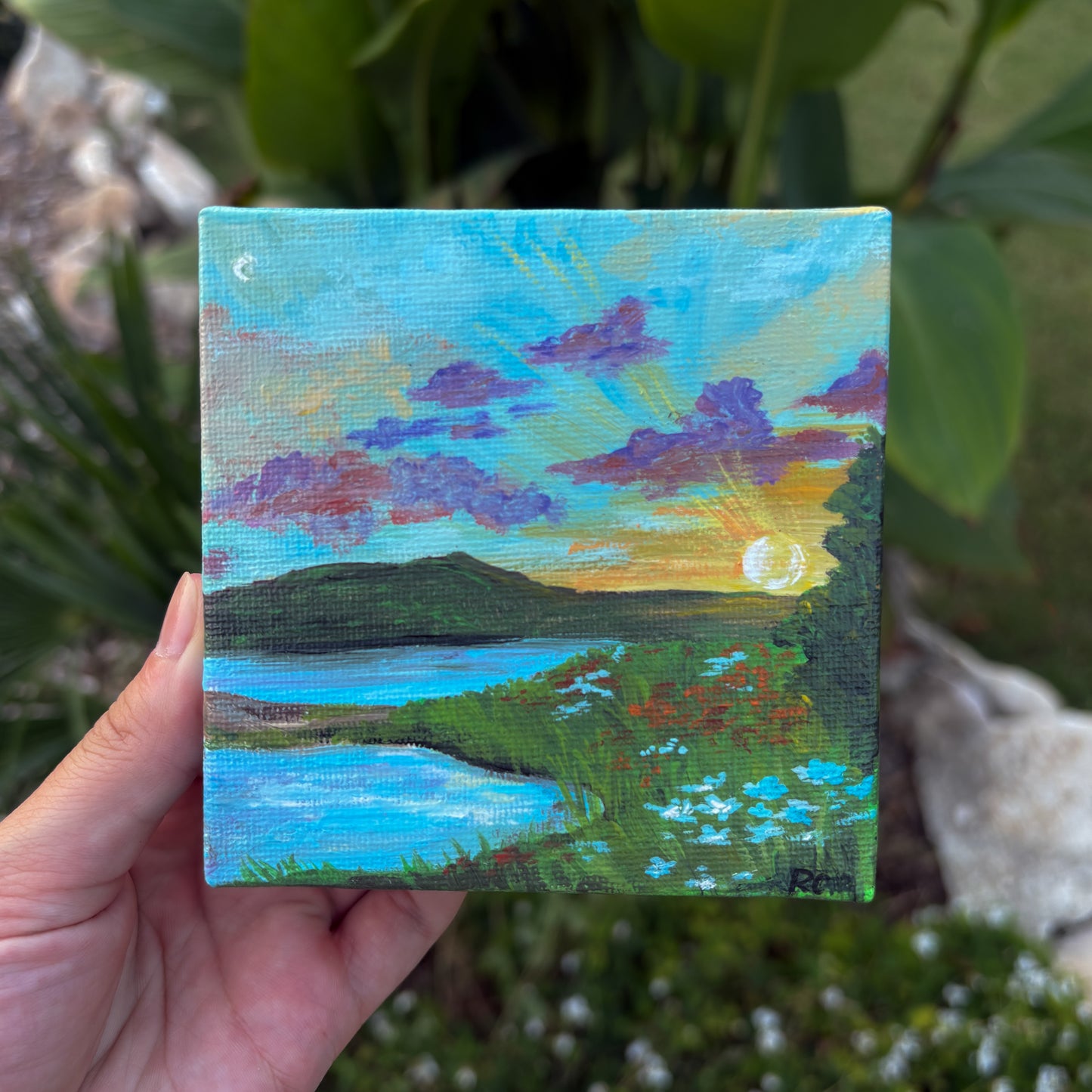 Ray of Sunshine, 4x4 Inch Original Painting