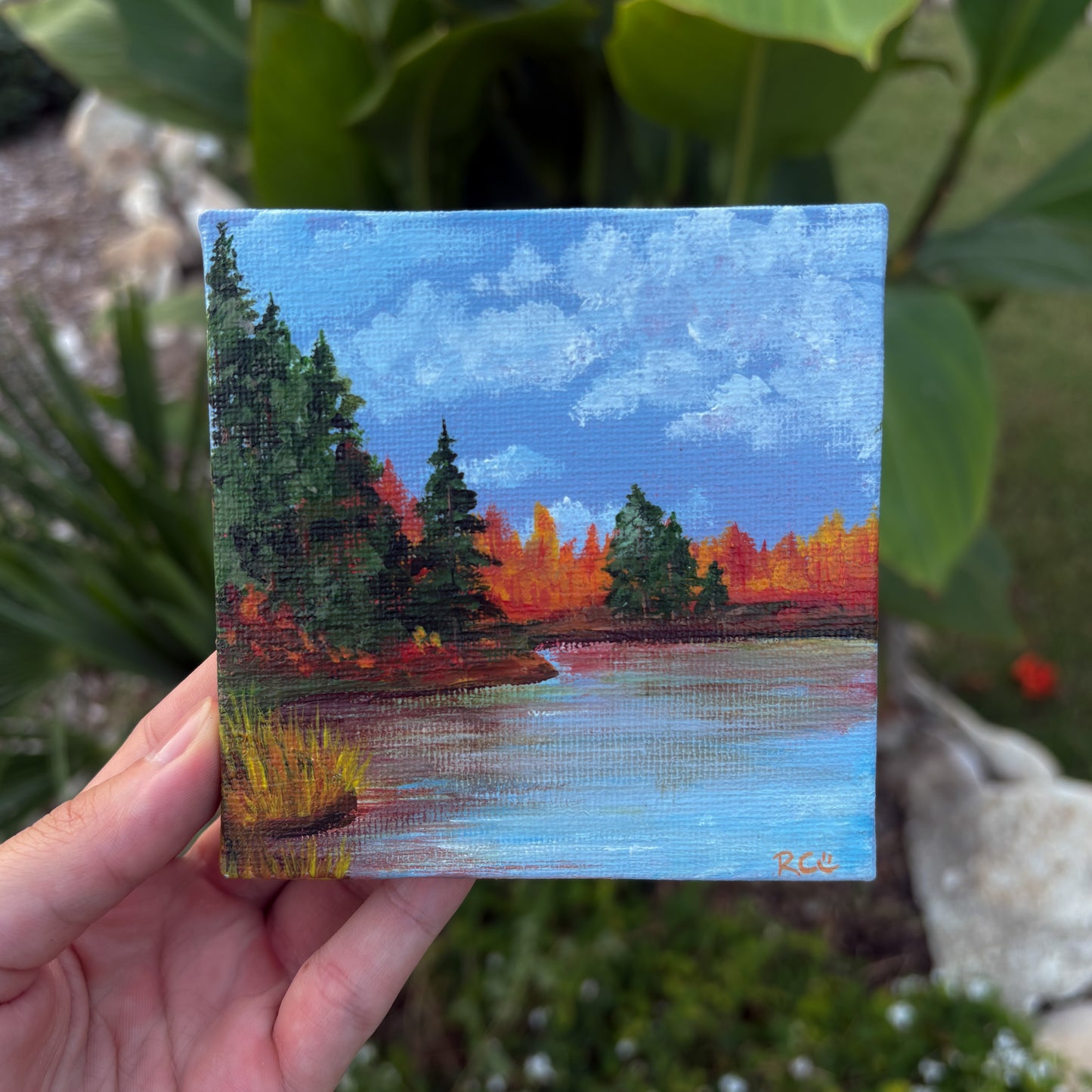 Into October, 4x4 Inch Original Painting
