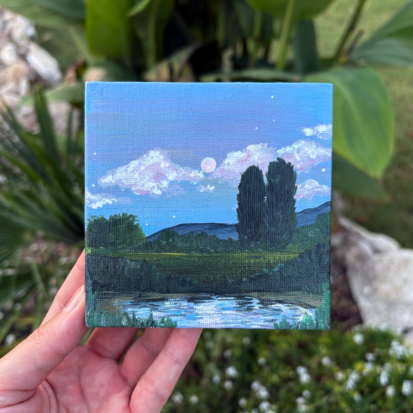 Pastel Ponds, 4x4 Inch Original Painting