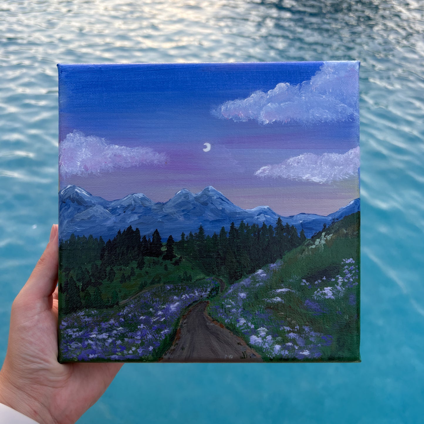 Mountain Run, 8x8 Inch Original Painting