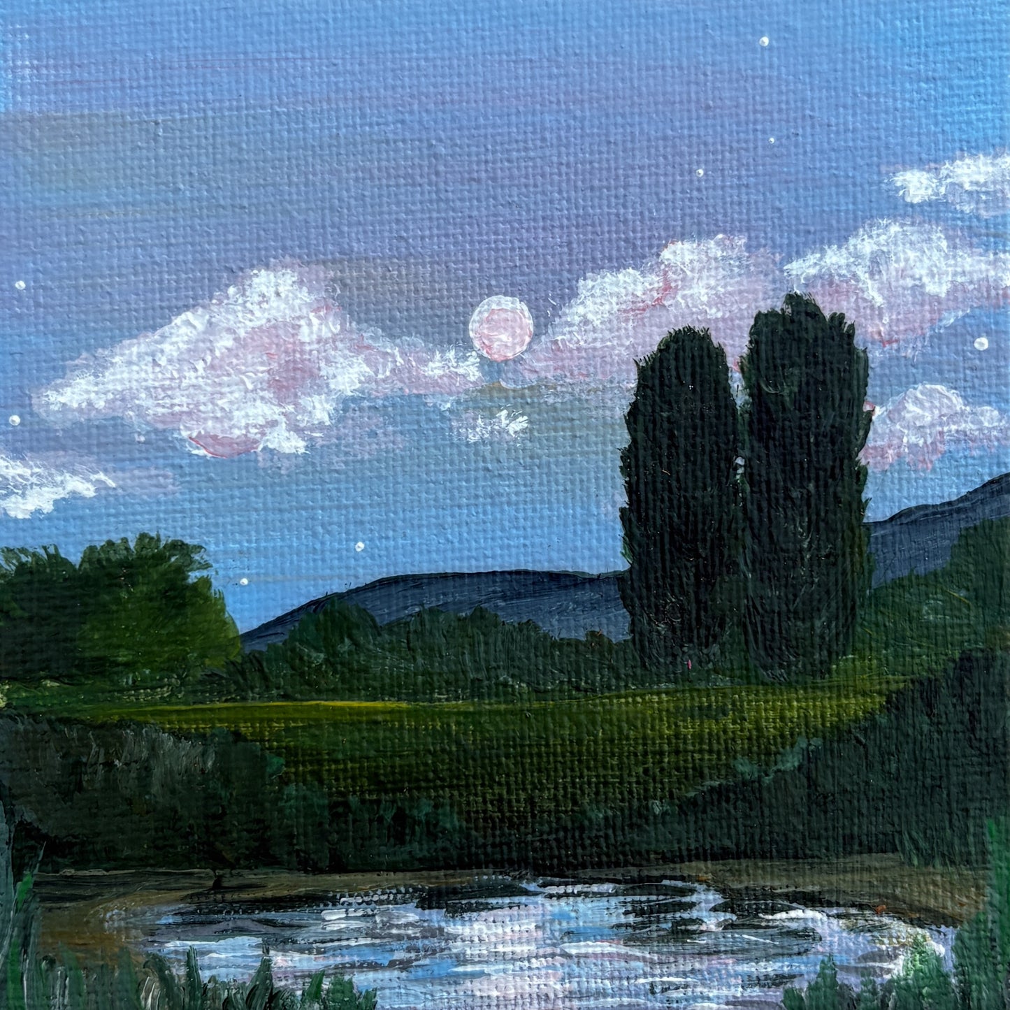 Pastel Ponds, 4x4 Inch Original Painting