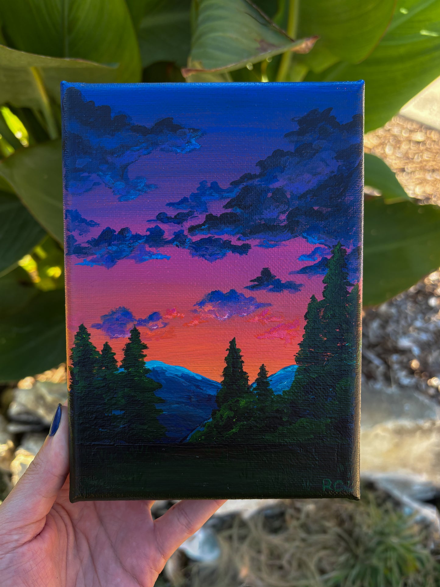 Neon Nights, 5x7 Inch Original Painting