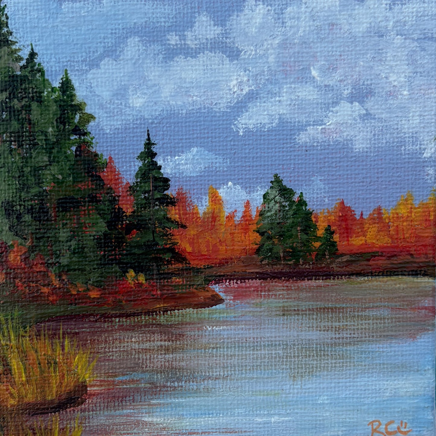 Into October, 4x4 Inch Original Painting