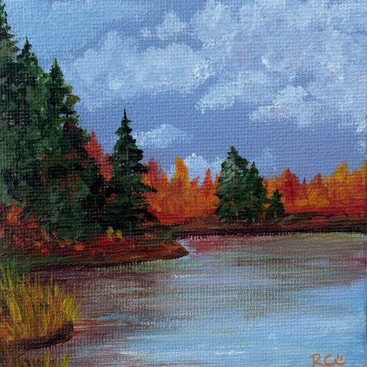 Into October, 4x4 Inch Original Painting