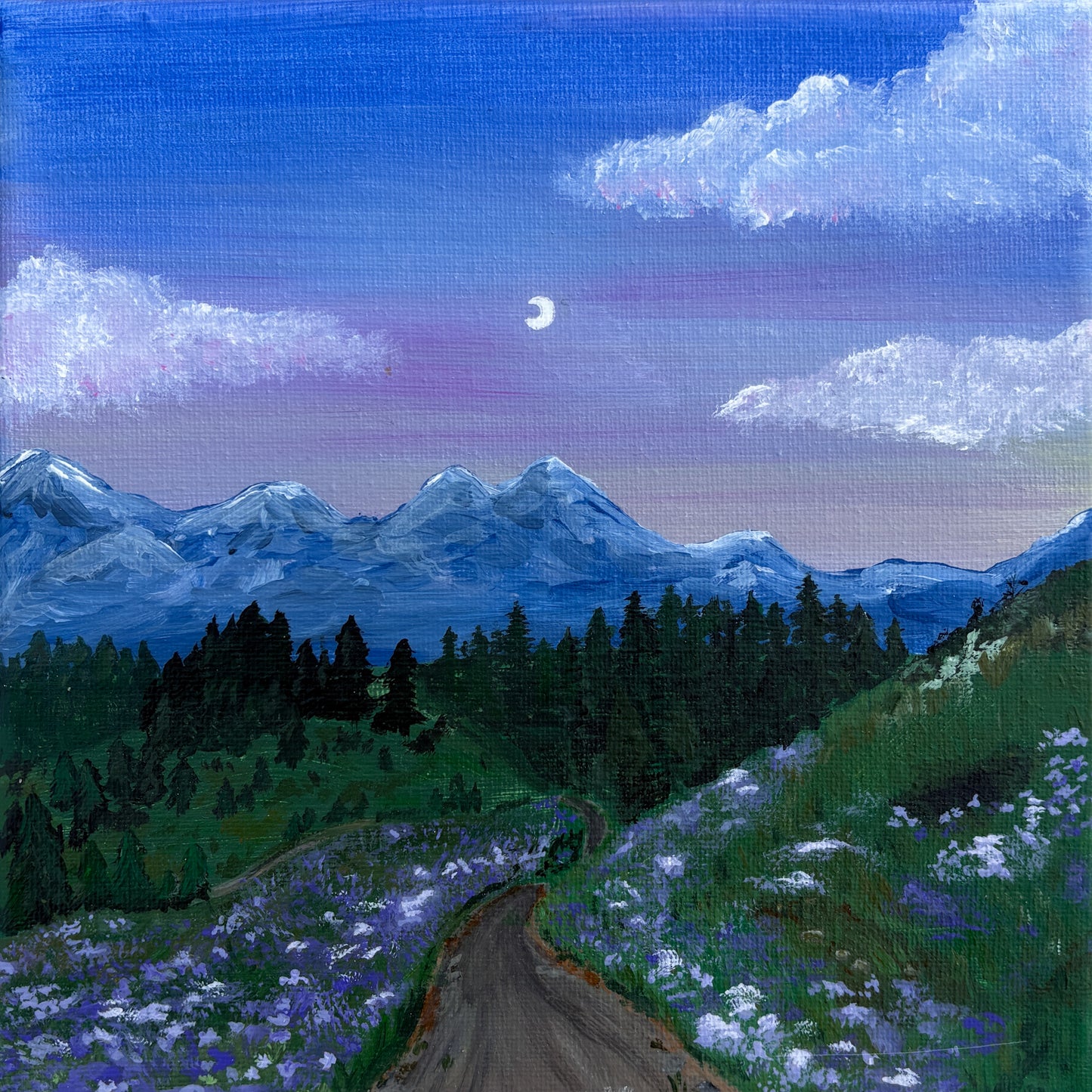 Mountain Run, 8x8 Inch Original Painting