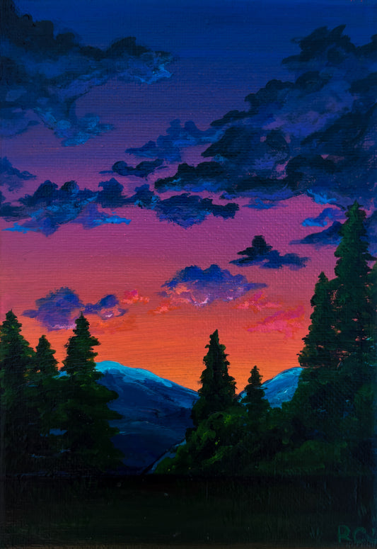 Neon Nights, 5x7 Inch Original Painting