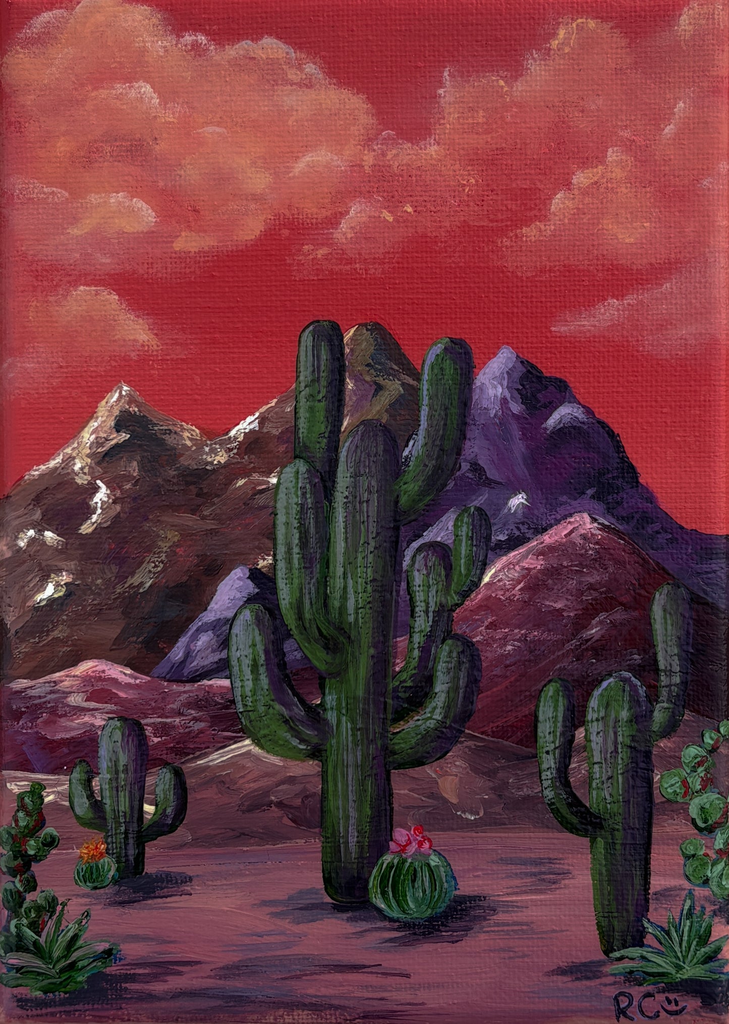 Past the Mountains, 5x7 Inch Original Painting